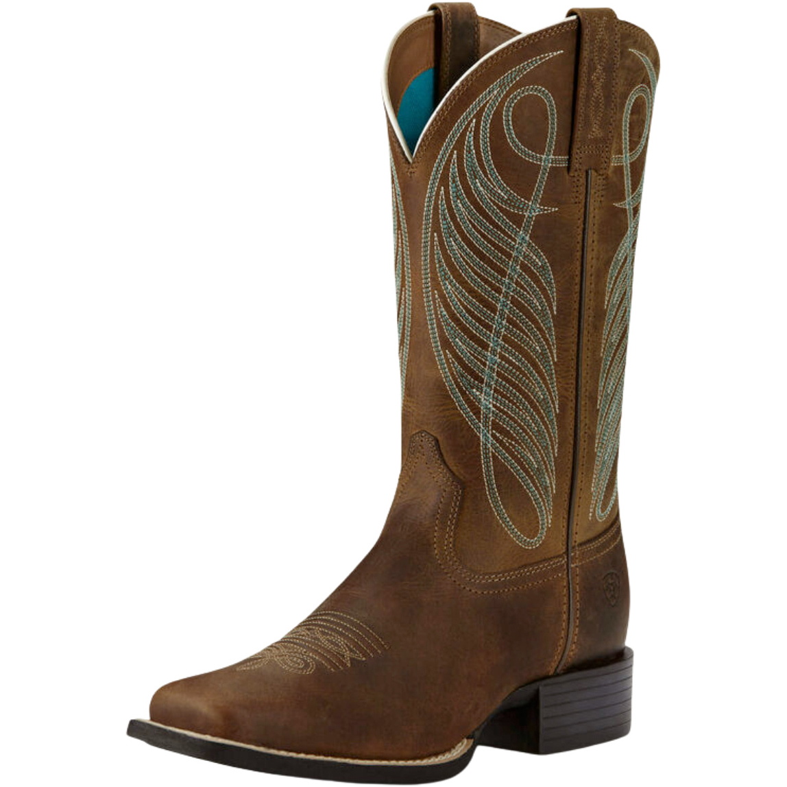2026 Ariat Womens Round Up Wide Square Toe Medium Width Western Boot 10018528 - Powder Brown